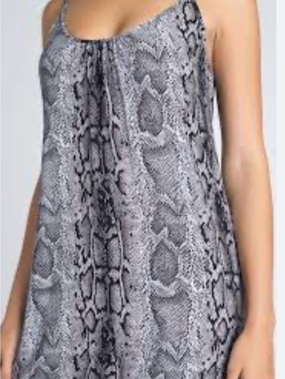 Carmen Marc Valvo Black and Gray Snake-Print Mini Dress